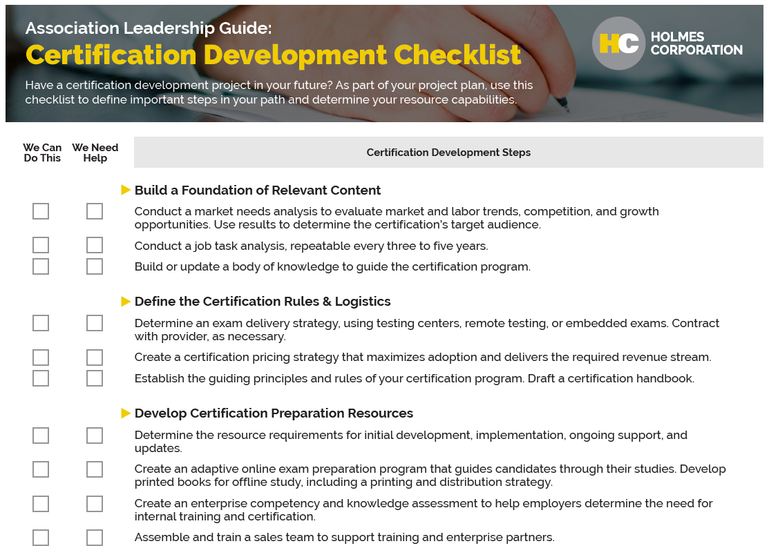 Certification Checklist for Professional Associations